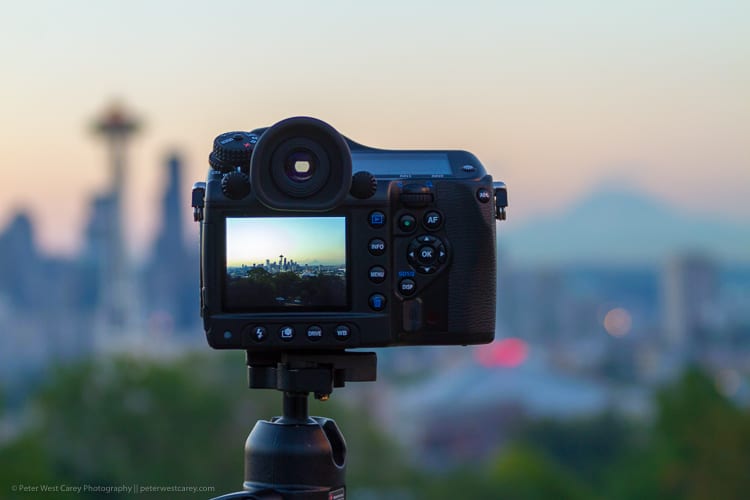 Close-up of Tripod carrying DSLR Camera – Seattle