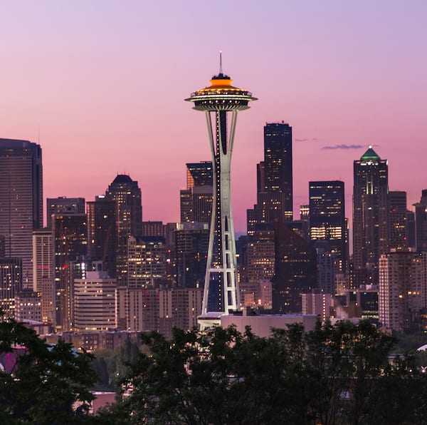 Panorama: Before Sunrise In Seattle, Washington, USA